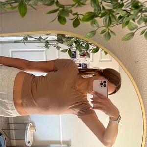 Hollister Tan Fitted Short Sleeve Top